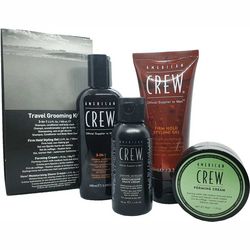 Набір для подорожей American Crew Travel Grooming Kit (shmp/100ml + gel/100ml + crm/50ml + crm/50ml + crm/50g) фото