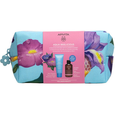 AQUA BEELICIOUS Косметичний набір для обличчя Apivita Agua Beelicious Kit (crm/40ml + micellar/water/75ml + bag) фото