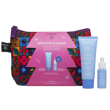 AQUA BEELICIOUS Набір для зволоження шкіри легкої текстури Apivita Aqua Beelicious Kit (cr/40ml + serum/10ml + bag) фото
