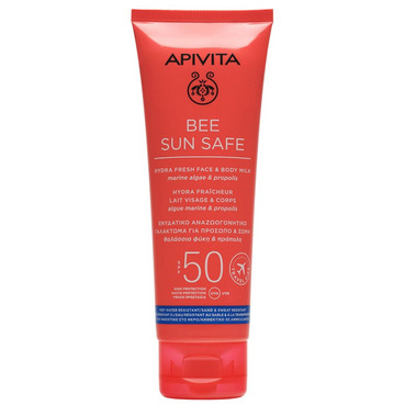 Сонцезахисне молочко для обличчя та тіла з SPF50 Apivita Bee Sun Safe Hydra Fresh Face & Body Milk SPF50 фото