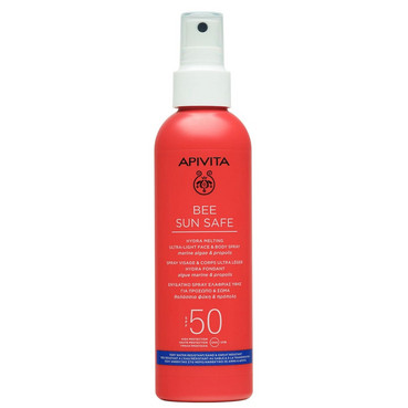 Сонцезахисний спрей для обличчя та тіла з SPF50 Apivita Bee Sun Safe Hydra Melting Ultra Light Face & Body Spray SPF50 фото