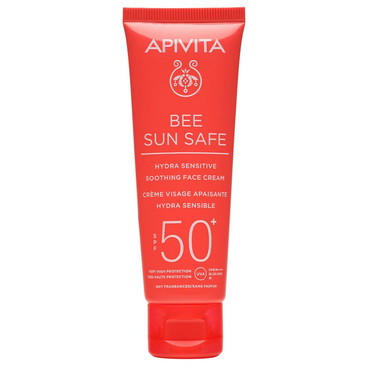 Сонцезахисний крем для обличчя заспокійливий з SPF50+ Apivita Bee Sun Safe Hydra Sensitive Soothing Face Cream SPF50+ фото