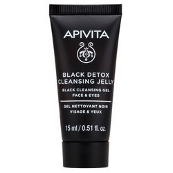Гель для обличчя та очей ДЕТОКС очищаючий чорний Apivita Black Detox Cleansing Jelly for Face & Eyes фото