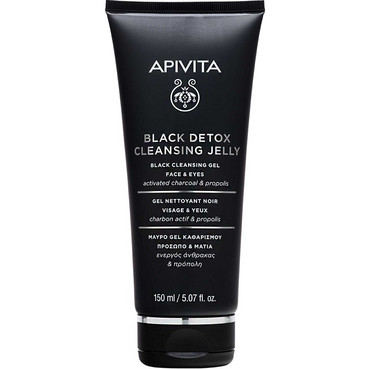 Гель для обличчя та очей ДЕТОКС очищаючий чорний Apivita Black Detox Cleansing Jelly for Face & Eyes фото