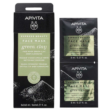 маска для обличчя глибоке очищення з зеленою глиною (уцінка) apivita express beauty deep cleansing face mask with green clay фото