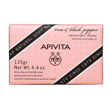 Мило Натуральне з трояндою і чорним перцем Apivita Natural Soap With Rose & Black Pepper фото