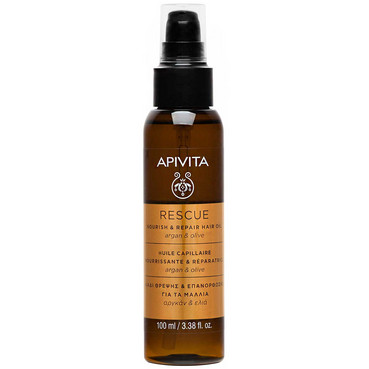 Фото Питательная и восстановительная масло для волос с арганой и маслом Apivita Rescue Hair Oil With Argan Oil & Olive