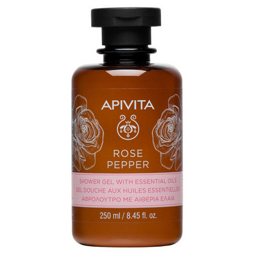 Гель для душу РОЗА І ПЕРЕЦЬ з ефірними оліями Apivita Rose Pepper Shower Gel With Essential Oils And Rose фото