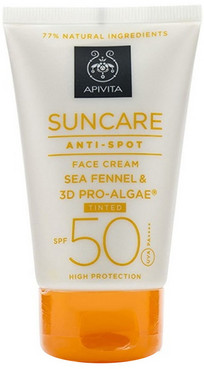 Солнцезащитный тонирующий крем против пигментных пятен Apivita Suncare Anti Spot Tinted Face Cream SPF 50 фото