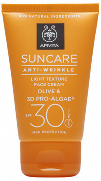 Солнцезащитный крем для лица против морщин Apivita Suncare Anti-Wrinkle Face Cream With Olive And 3D Pro-Algae SPF 30 фото