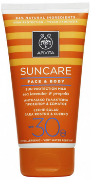 Солнцезащитное молочко для лица и тела с кермеком и прополисом Apivita Suncare Face & Body Milk SPF 30 фото