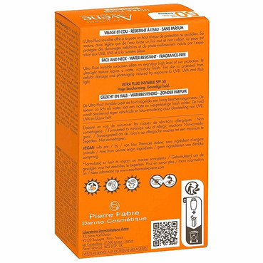 сонцезахисний ультра-флюїд invisible spf 50 avene eau thermale ultra fluid invisible spf 50 фото
