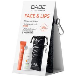 Cонцезахисний набір з бальзамом-тінтом для губ та щік NUDE Babe Laboratorios Face & Lips NUDE Set (fluid/50ml + lip/cheek/balm/20ml + case) фото