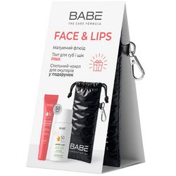 Cонцезахисний набір з бальзамом-тінтом для губ та щік PINK Babe Laboratorios Face & Lips PINK Set (fluid/50ml + lip/cheek/balm/20ml + case) фото