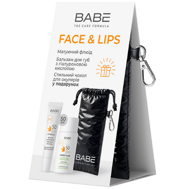 Сонцезахисний набір для обличчя та губ Babe Laboratorios Face & Lips Set (fluid/50ml + lip/balm/15ml + case) фото