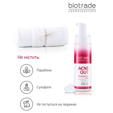 м&sq;яка пінка з молочною кислотою для будь-якого типу шкіри biotrade acne out cleansing face foam фото