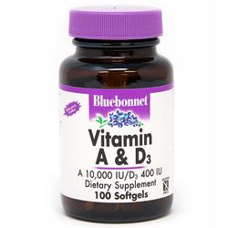 Витамин А И D3 10 000 IU/400 IU Bluebonnet Nutrition фото