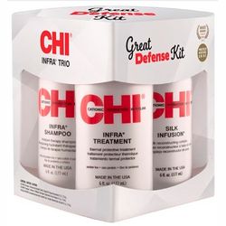 Набір &bq;Потужний захист&bq; CHI Infra Great Defense Kit (shmp/177ml + cond/177ml + silk/177ml) фото