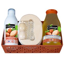 Набір для догляду за шкірою тіла &bq;Арганова олія&bq; Cottage Argan Set (shower/gel/250ml + milk/150ml + comb/3) фото