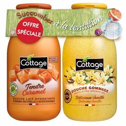 Набор для ванны и душа &bq;Сладкая карамель + Ваниль&bq; Cottage Sweet Caramel&Delicious Vanilla Set (b/milk/250ml + exfoliating/gel/270ml) фото