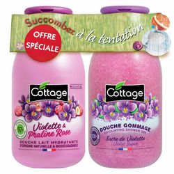 Набір для ванни і душу &bq;Фіалка & Рожеве праліне&bq; Cottage Violet&Pink Praline Set (b/milk/250ml + exfoliating/gel/270ml) фото