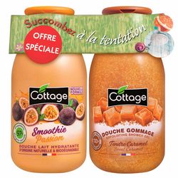 Набір для душу &bq;Маракуйя + Солодка карамель&bq; Cottage Smoothie Passion&Sweet Caramel Set (shower/milk/250ml + exfoliating/gel/270ml) фото