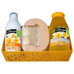 Набір для догляду за шкірою тіла &bq;Моної&bq; Cottage Monoi Set (shower/gel/250ml + milk/150ml + comb/3) фото