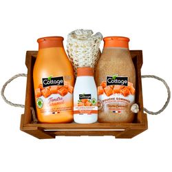 Набір для ванни і душу &bq;Солодка карамель&bq; Cottage Sweet Caramel Set (b/milk/250ml/50ml + exfoliating/gel/270ml + comb/2) фото
