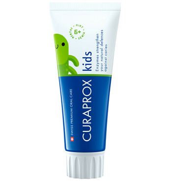 Дитяча зубна паста зі свіжим смаком солодкої м'яти, з фтором Curaprox For Kids Toothpaste фото