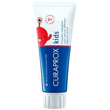 Дитяча зубна паста зі смаком полуниці, з фтором Curaprox For Kids Toothpaste фото