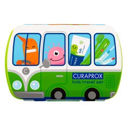 Дитячий дорожній набір &bq;Kids&bq;, зелений Curaprox Kids Travel Set Green (tbr/1szt + paste/10ml + 2xbrush/1szt + bag) фото