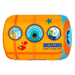 Дитячий дорожній набір &bq;Kids&bq;, помаранчевий Curaprox Kids Travel Set Orange (tbr/1szt + paste/10ml + 2xbrush/1szt + bag) фото