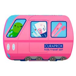 Дитячий дорожній набір &bq;Kids&bq;, рожевий Curaprox Kids Travel Set Pink (tbr/1szt + paste/10ml + 2xbrush/1szt + bag) фото
