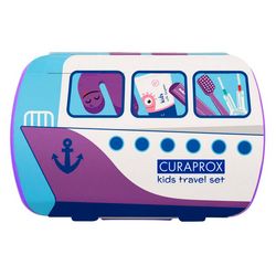 Дитячий дорожній набір &bq;Kids&bq;, фіолетовий Curaprox Kids Travel Set Purple (tbr/1szt + paste/10ml + 2xbrush/1szt + bag) фото