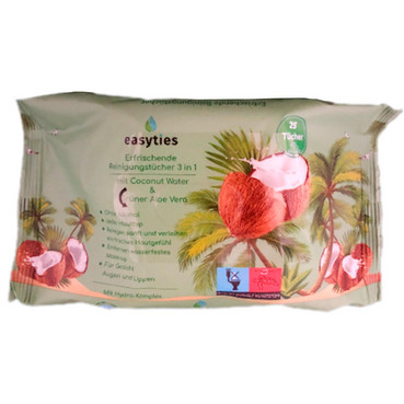 Косметичні очищувальні серветки з кокосом та алое вера фото