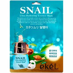 Антистресова тканинна маска з секретом равлика Ekel Snail Ultra Hydrating Essence Mask фото