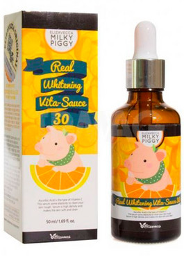 Осветляющая сыворотка с витамином С Elizavecca Milky Piggy Real White Vita-Sauce 30 Ampoule фото