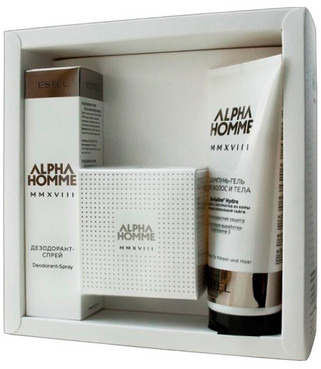 Фото Парфюмерный набор для мужчин Estel Professional Alpha Homme MMXVIII (perfume/50 ml + shamp/200mll + spray/100ml)