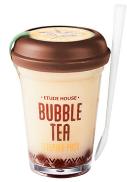 Нічна маска з чорним чаєм Etude House Bubble Tea Sleeping Pack Black Tea фото