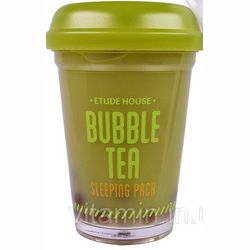 нічна маска з зеленим чаєм etude house bubble tea sleeping pack green tea фото