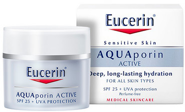 Зволожуючий крем для всіх типів шкіри з SPF 25 Eucerin AquaPorin Active Deep Long-lasting Hydration For All Skin Types SPF 25 фото