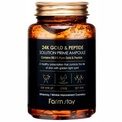 Антивозрастная ампульная сыворотка с золотом и пептидами FarmStay 24K Gold & Peptide Perfect Ampoule фото
