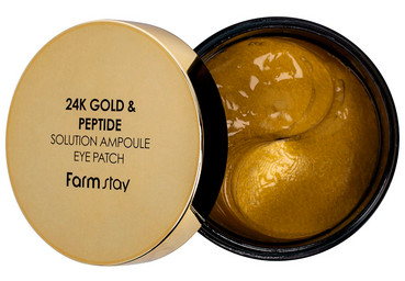 Гідрогелеві патчі для очей з частинками золота і пептидами FarmStay 24K Gold & Peptide Solution Ampoule Eye Patch фото