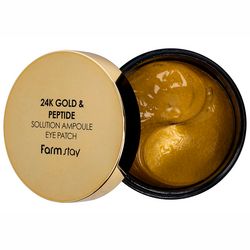 Гидрогелевые патчи для глаз с частичками золота и пептидами FarmStay 24K Gold & Peptide Solution Ampoule Eye Patch фото