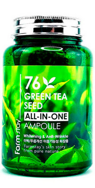 Багатофункціональна сироватка з екстрактом насіння зеленого чаю FarmStay 76 Green Tea Seed All-In-One Ampoule фото