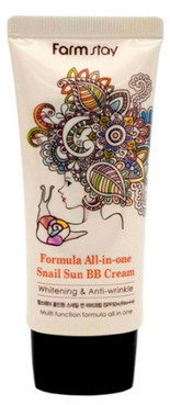 Сонцезахисний BB крем з равликовим муцином FarmStay All-In-One Snail Sun BB cream SPF 50+/PA+++ фото