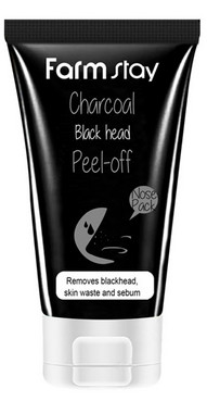 Очищуюча маска-плівка для носа з деревним вугіллям FarmStay Charcoal Black Head Peel-off Nose Pack фото