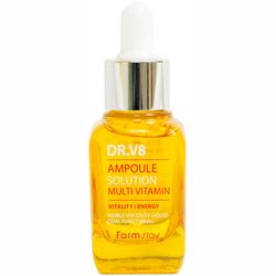 Осветляющая мультивитаминная ампульная сыворотка FarmStay DR.V8 Ampoule Solution Multi Vitamin фото