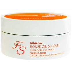 Гідрогелеві патчі з кінським жиром і золотом FarmStay Horse Oil and Gold Hydrogel Eye Patch фото