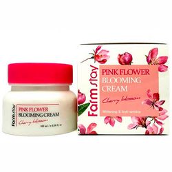 Крем для лица с экстрактом лепестков вишневого цвета FarmStay Pink Flower Blooming Cream Cherry Blossom фото